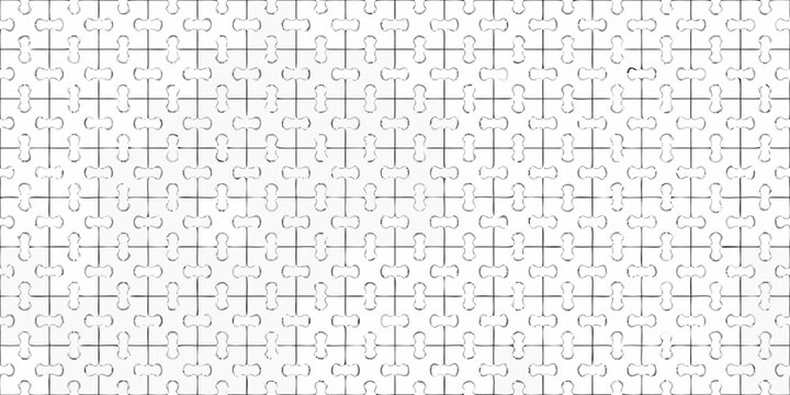 A completed jigsaw puzzle with a predominantly white abstract pattern