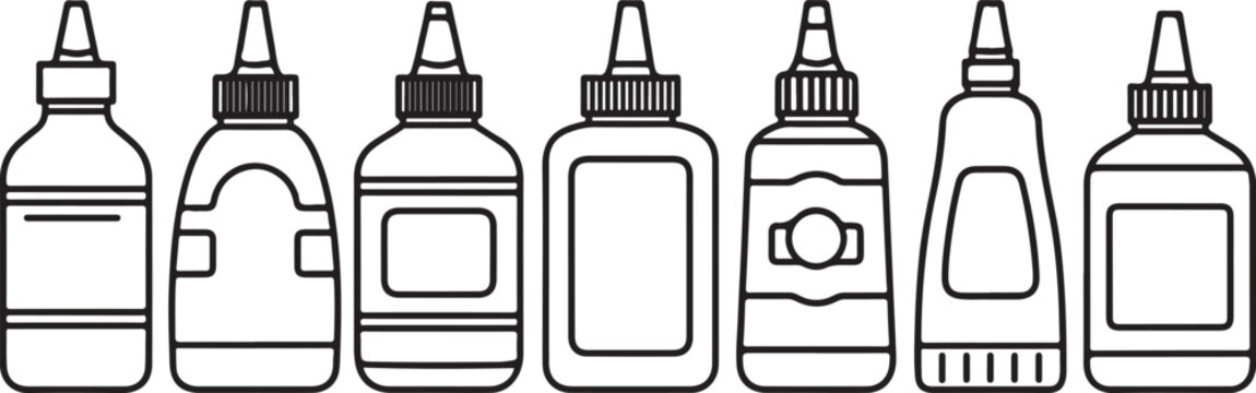 Assorted beverage bottles with different caps and labels Vector