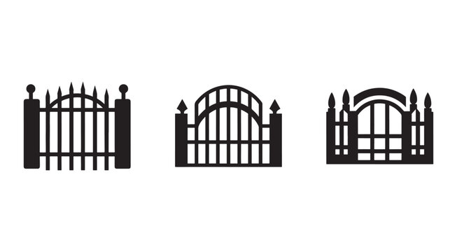 Three different iron gate designs with various arch and spike styles for fencing and security purposes  home and garden decoration ideas