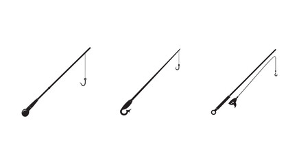 Obraz premium Three fishing rods with hooks on transparent background for hobbies and leisure activities fishing gear rods hooks