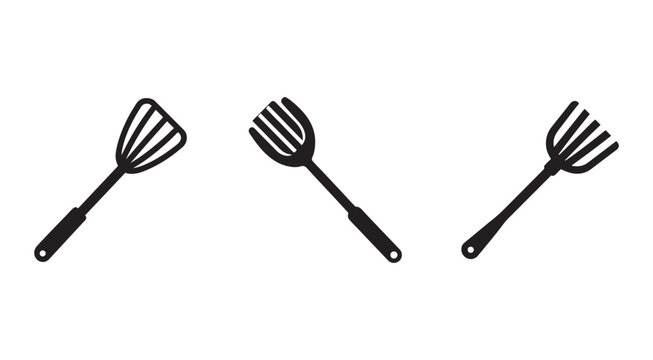 Three kitchen utensils for cooking and food preparation  spatulas and whisks for flipping and mixing  essential tools for chefs and home cooks
