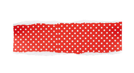 Torn red polka dot paper strip. © RM Graphics