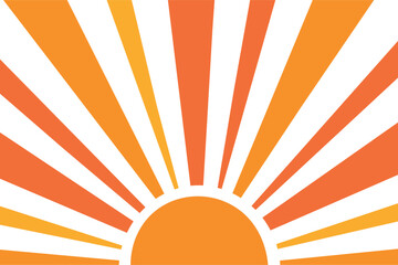 Fototapeta premium Vintage Retro Sunburst Background with 70s Semicircle Sun and Distressed Texture - Trendy Orange and Yellow Rays for Poster, Wallpaper, and Modern Graphic Design