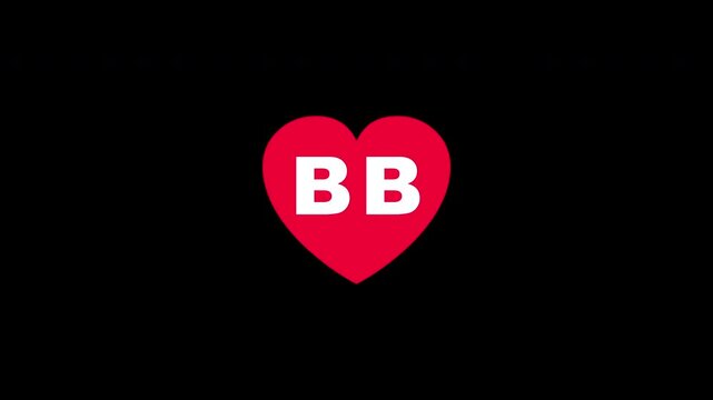 Pulsing Red Heart Icon With Bb B+b B B Breathing Love Symbol Loop Animation On Black Background
