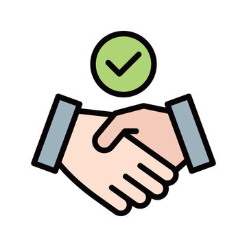 契約・チェックマークの握手アイコン
