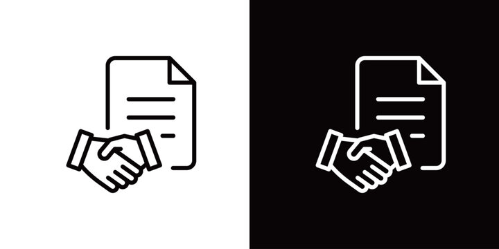 握手と契約書のアイコン
