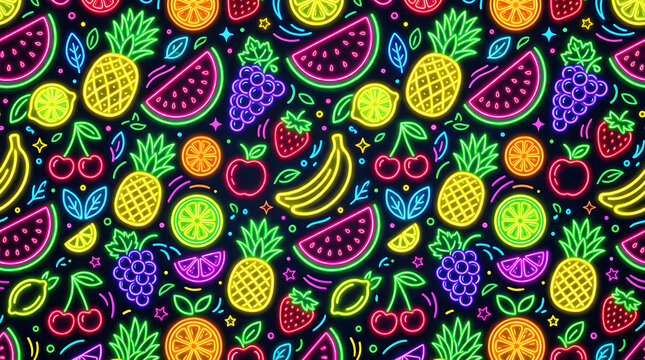 Neon fruit pattern