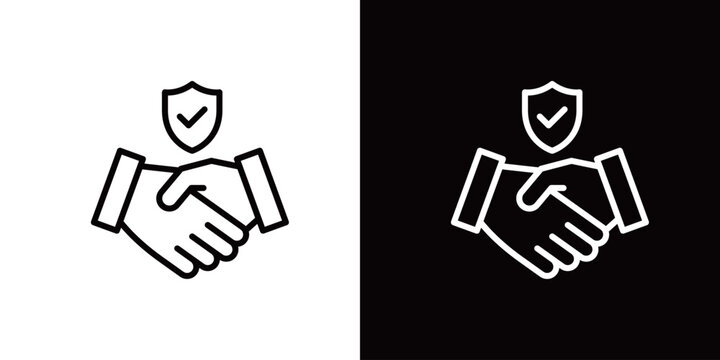 信頼・安全な契約 握手とシールドのアイコン