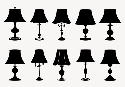 Elegant Lamp Silhouette Element Set