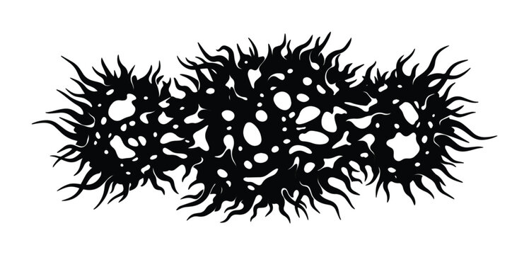 Death metal logo element in brutal slam style, dark organic splatter vector, aggressive black metal aesthetic for band merchandise and streetwear