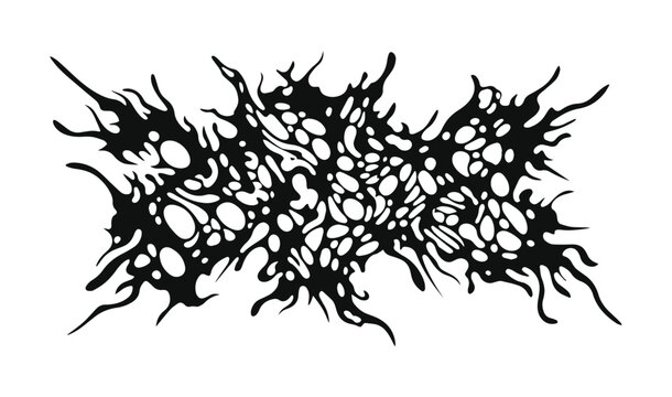 Slam death metal logo vector, aggressive brutal deathcore aesthetic, dark underground music graphic, black ink splatter shape for band merch