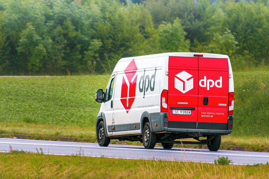 DPD courier logistics van driving outside city 29.08.2025 Poland, Europe