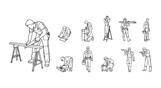 Builder & Engineer Collection &ndash; Carrying, Working CAD People Set