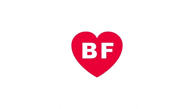 Pulsing Red Heart Icon With Bf B+f B F Breathing Love Symbol Loop Animation On White Background
