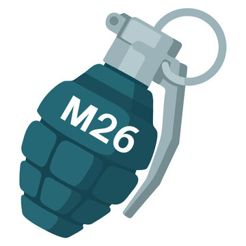 This image features a detailed illustration of an M26 grenade, showcasing its distinct design and colors, perfect for use in military-themed projects or articles.