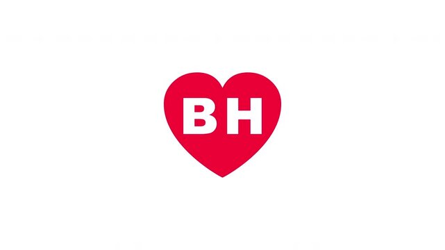 Pulsing Red Heart Icon With Bh B+h B H Breathing Love Symbol Loop Animation On White Background
