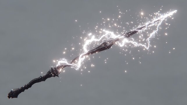 Electric Sword with Fantasy Weapon, 3D Render, and Magic.