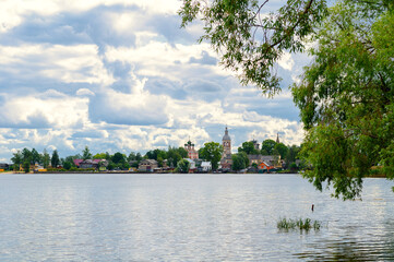 Fototapeta premium Trinity Cathedral at the Seliger Lake in Ostashkov, Tver region, Russia