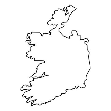 Ireland White Map with Black Outline