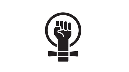 Fist symbol with Venus mirror integrated, representing feminism and women's rights in a bold graphic style. © Diego