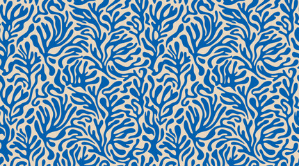 Intricate blue and cream swirling pattern resembling coral or seaweed. © Rena