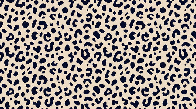 A seamless pattern featuring dark blue leopard spots on a tan background