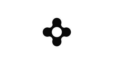 Fototapeta premium A minimalist image featuring a black four pointed star like glyph on a white background