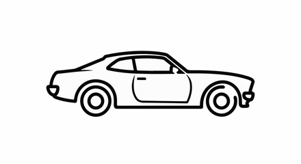 Obraz premium Side profile outline of a vintage-style two-door coupe automobile