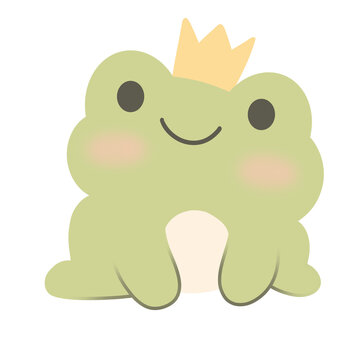 Adorable frog illustration in soft pastel colors with a minimalist flat design style, perfect for kids content, branding, stickers, and nature-themed projects