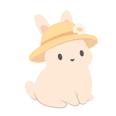 Fototapeta premium Minimalist bunny illustration in soft pastel tones, perfect for kids, Easter, and cute branding visuals