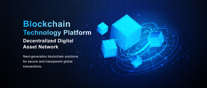 Blockchain Cube HUD Fintech Global Technology Background
