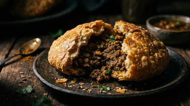 Savory pastry stuffed with seasoned ground meat, a delicious and hearty meal