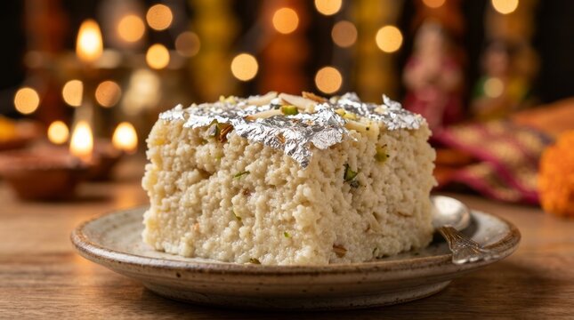 Delicious Indian sweet treat adorned with silver leaf, perfect for festive celebrations.
