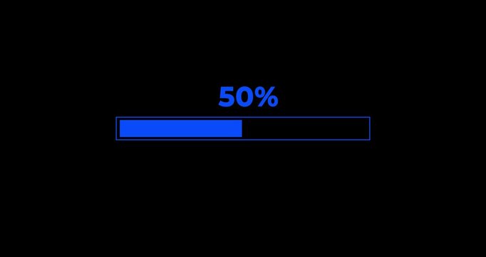Loading bar. Abstract loading icon animation . Loading bar and percentage Futuristic progress loading bar 0-50 percent animation. Pack of five White loading bar animation on transparent backgroud