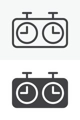 Chess Clock icon in line, outline and solid style. Editable stroke vector sign and symbol set for time use, with chess clock icon in simple versions.