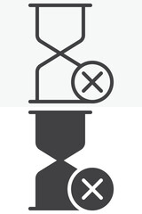 Hourglass Cancel icon in line, outline and solid style. Editable stroke vector sign and symbol set for time use, with hourglass cancel icon in simple versions.