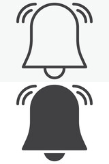Alarm Bell icon in line, outline and solid style. Editable stroke vector sign and symbol set for time use, with alarm bell icon in simple versions.