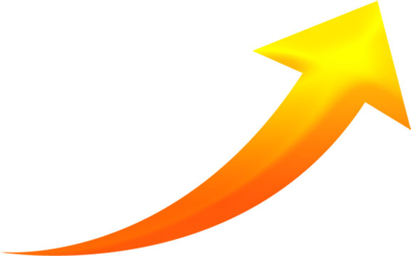A bright yellow and orange arrow pointing upwards on a black background