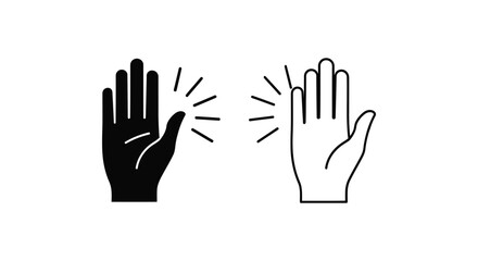 Obraz premium Hand gestures, palm, stop, refuse, reject, black and white vector icons