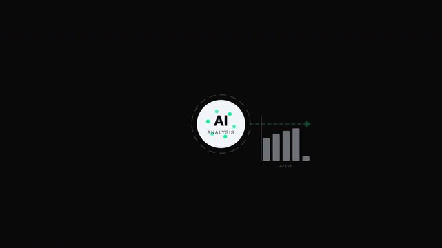 Artificial intelligence logo by bar graphs on black, suitable for technology data analysis concepts in web design or presentations.