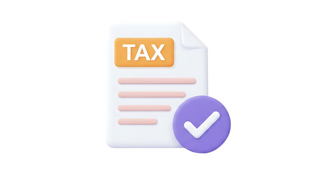 3D approved tax form document with check mark icon