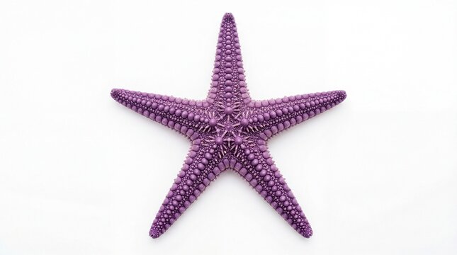 A vibrant purple starfish showcasing a detailed textured surface with five distinct symmetrical arms