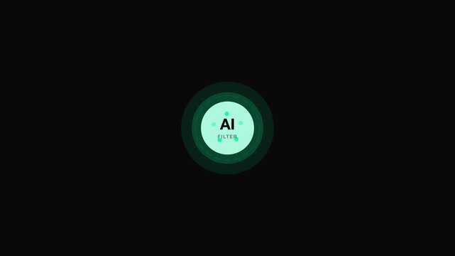 Ai Notification Filter with Circular green ai graphic, perfect for technology presentations, artificial intelligence concepts, futuristic designs, digital applications, and modern advertising visuals.