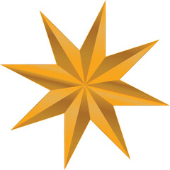 Obraz premium Golden 8-Point Star Vector Icon for Achievement Award Success Ranking PNG JPG Clipart Design