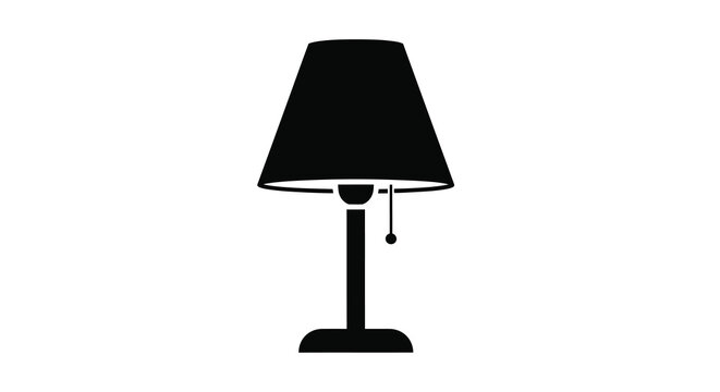 A simple black silhouette of a table lamp is displayed against a plain white background