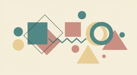 Geometric harmony Shapes in pastel shades dance on a canvas of muted elegance
