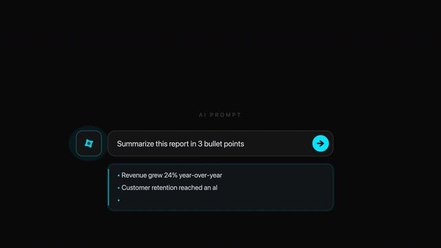 Ai Prompt Input with Screen displaying bulletpoint summary report, ideal for presentations, analysis, business reviews, and data visualization purposes in a professional setting.