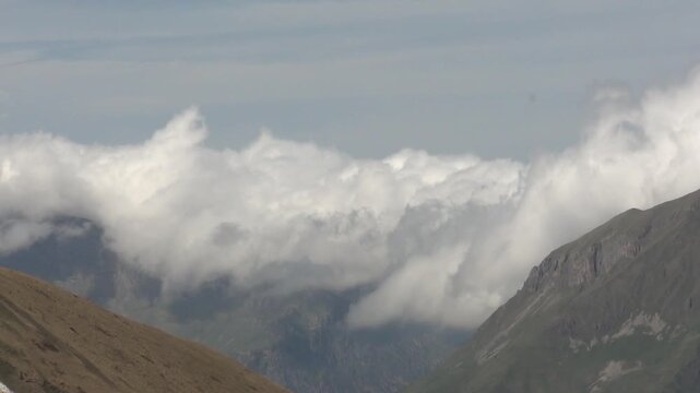 Caucasus, North Ossetia. Tsatadon Gorge. Valley and clouds.