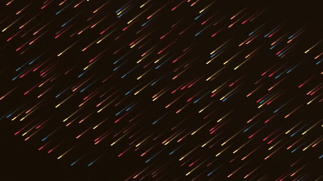 Abstract dark background with numerous colorful, parallel streaks. Motion blur effect