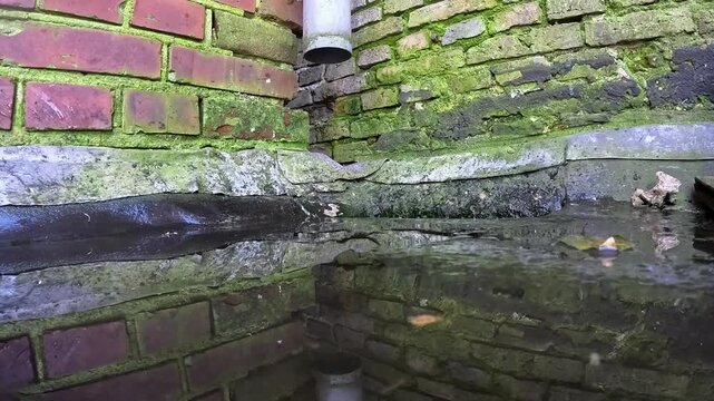 Video cleaning deck pushing water into a drain.